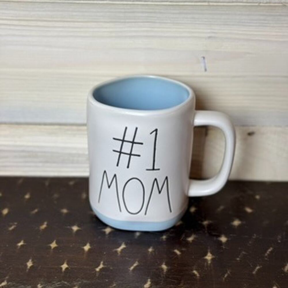 #1 Mom Coffee‎ Mug White Blue Novelty Mothers Day Gift Tea Cup Ceramic Cute